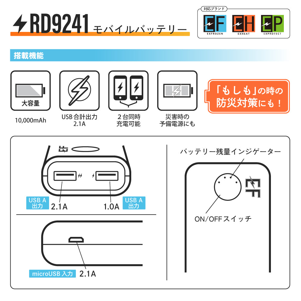 EXHEAT すぐ着られるセット EH32230 RD9241 カーボンヒートベルト