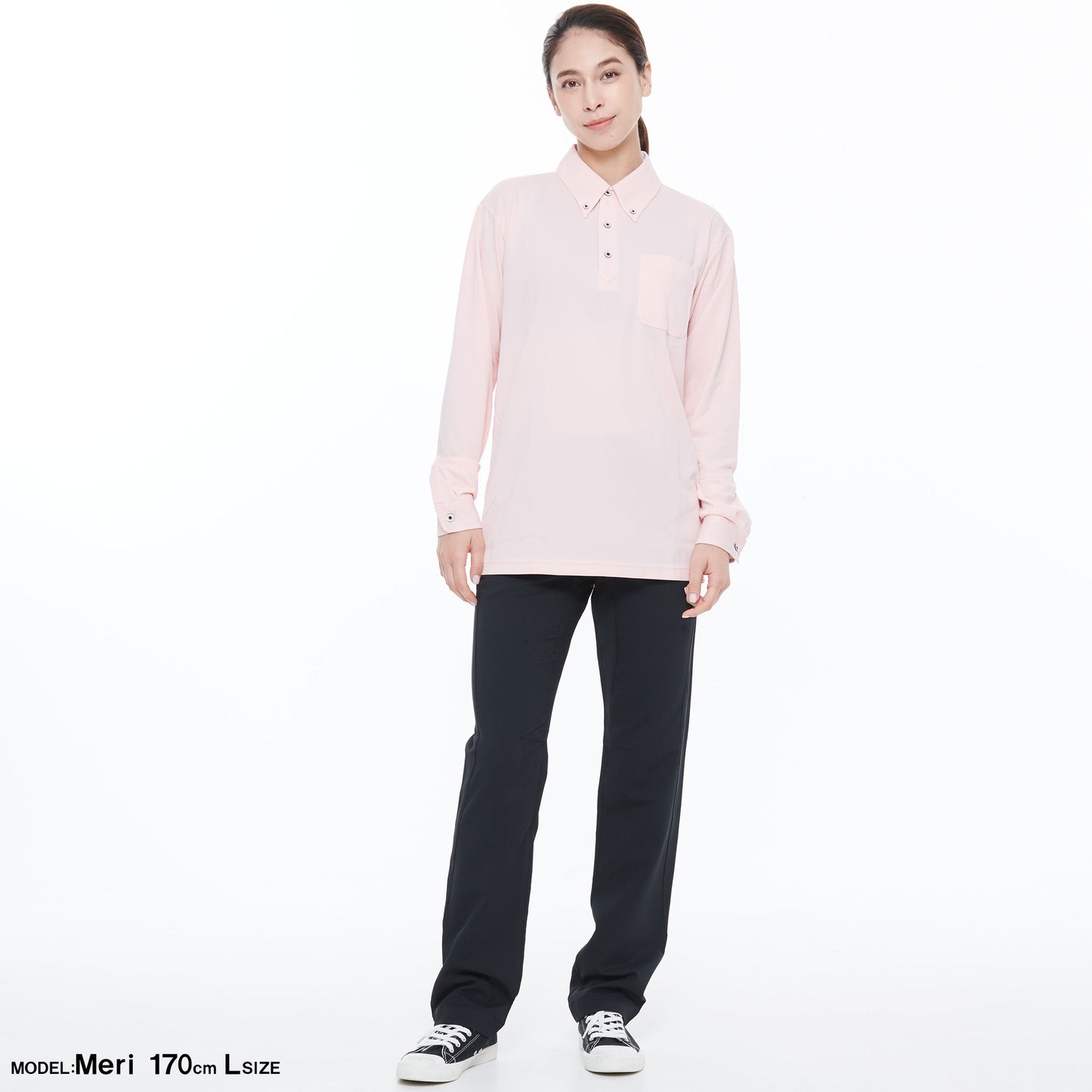 【汗ジミ防止長袖ポロシャツ】 サービス向けユニフォーム 汗をすばやく吸収し速乾、汗ジミを防ぐ爽やかポロシャツ Jack&Betty 【JB55171】