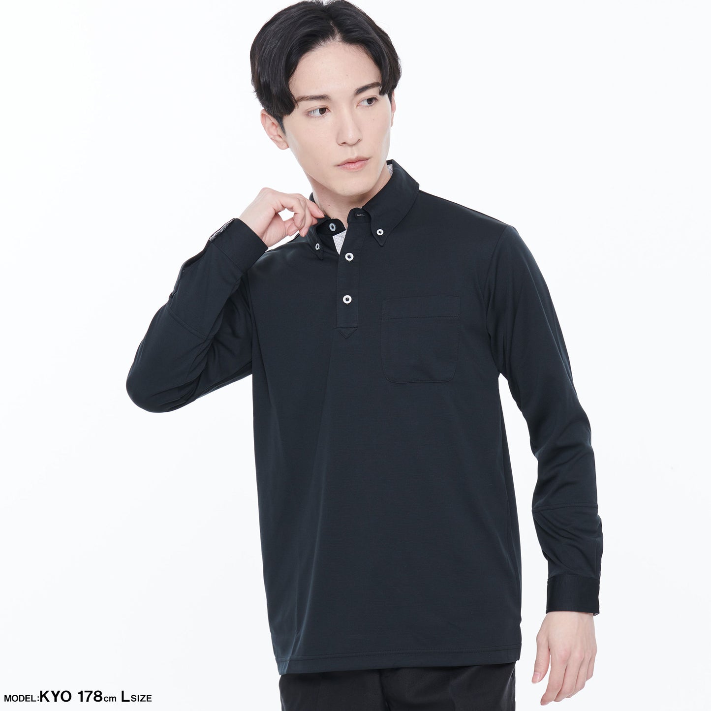 【汗ジミ防止長袖ポロシャツ】 サービス向けユニフォーム 汗をすばやく吸収し速乾、汗ジミを防ぐ爽やかポロシャツ Jack&Betty 【JB55171】