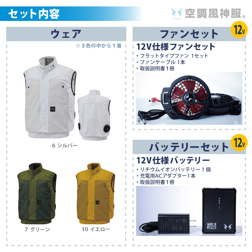 空調風神服® すぐ着られるセット KF92182 12Vデバイスセット