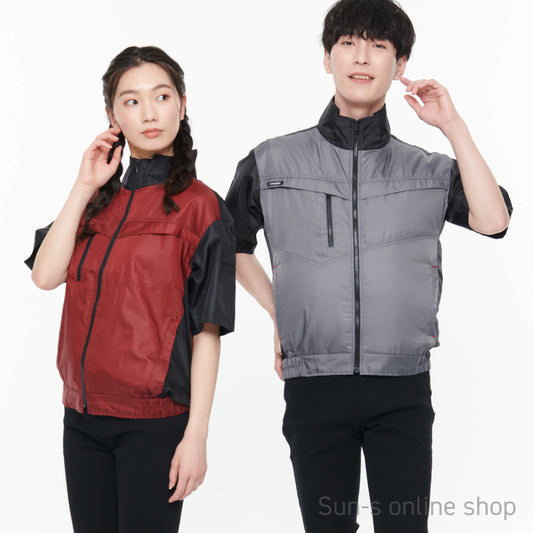 【半袖ブルゾン】 空調風神服 ツートーン切り替えの欧州スタイルウェア KF95950