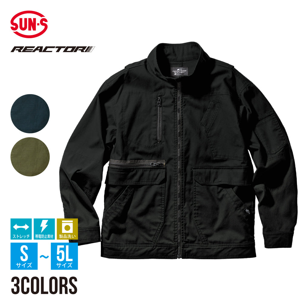 23FW Reracs 38 ネイビー ウールブルゾン 長袖ブルゾン】 REACTOR 遊び心のあるワーキングウェア RE22521