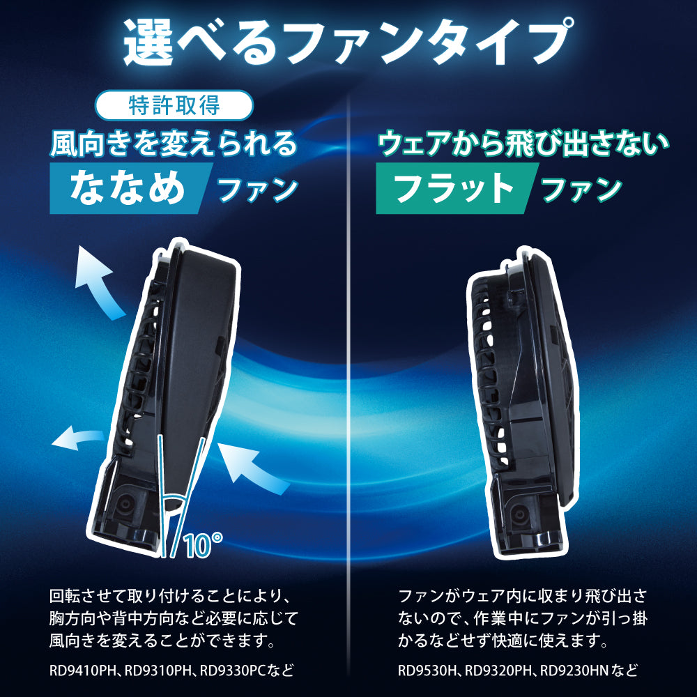 【メーカー保証付】 空調風神服 JapanLabel 24V仕様 RD9410PH RD9420PH 【ファンセット(ななめタイプ・フラットタイプ)】