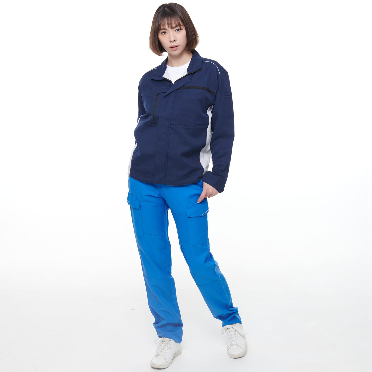 サンエス 作業服 ワーキングウェア 伸縮性抜群 反射パイピング付き セーフティーユニフォーム 【ノータックカーゴパンツ】WA21931シリーズ WA21935