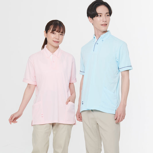 【男女兼用半袖ポロシャツ】 サービス向けユニフォーム 立体衿と高級パイピングが魅力の上品な半袖ポロシャツ Jack&Betty 【JB51100】