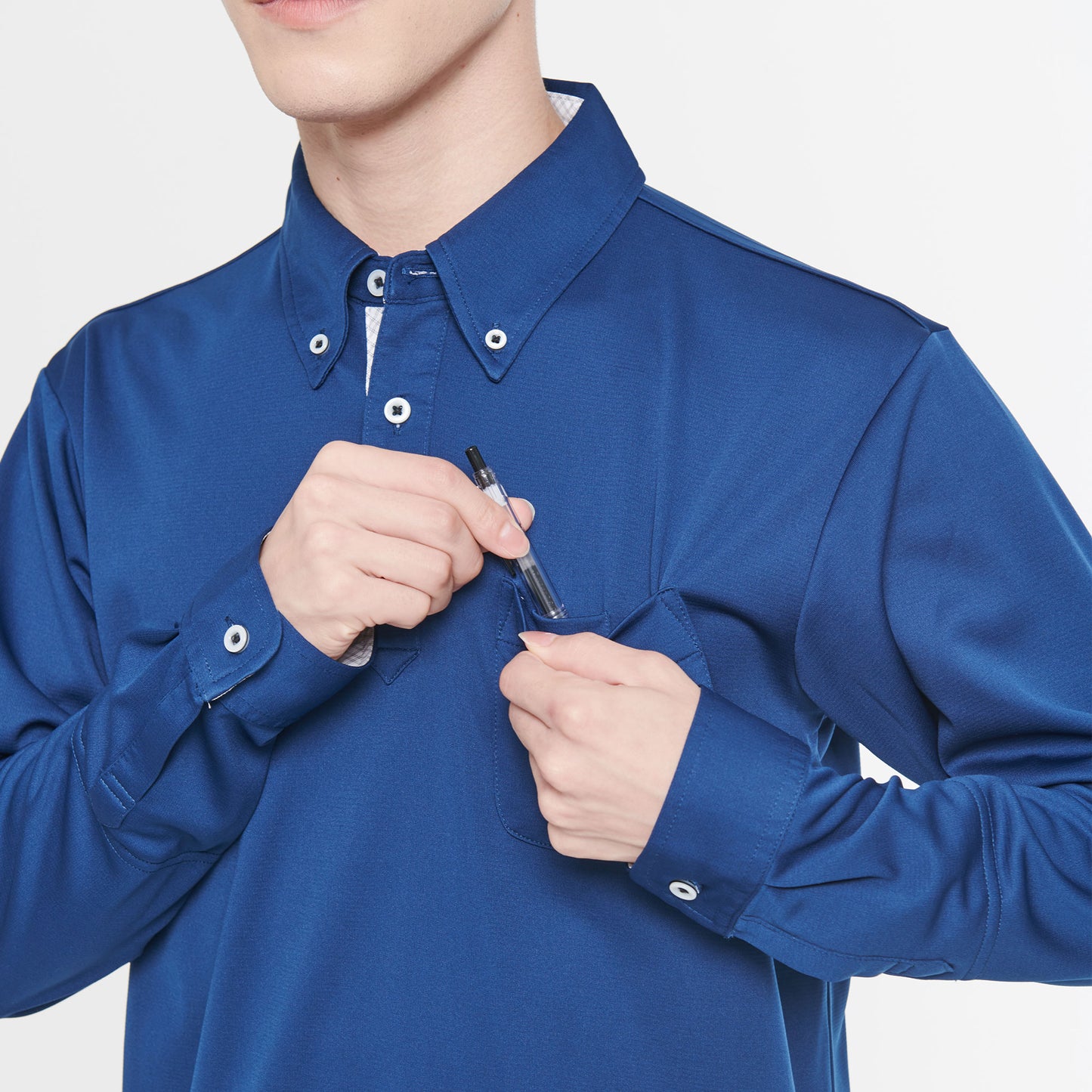 【汗ジミ防止長袖ポロシャツ】 サービス向けユニフォーム 汗をすばやく吸収し速乾、汗ジミを防ぐ爽やかポロシャツ Jack&Betty 【JB55171】