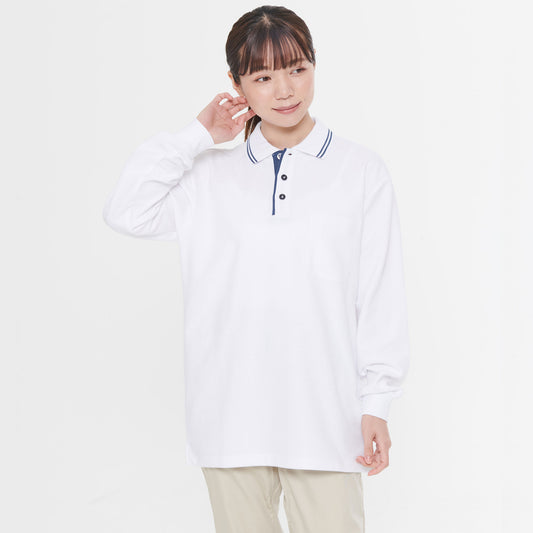 【男女兼用長袖ポロシャツ】 サービス向けユニフォーム 高ストレッチやわらか素材  【JB55152】