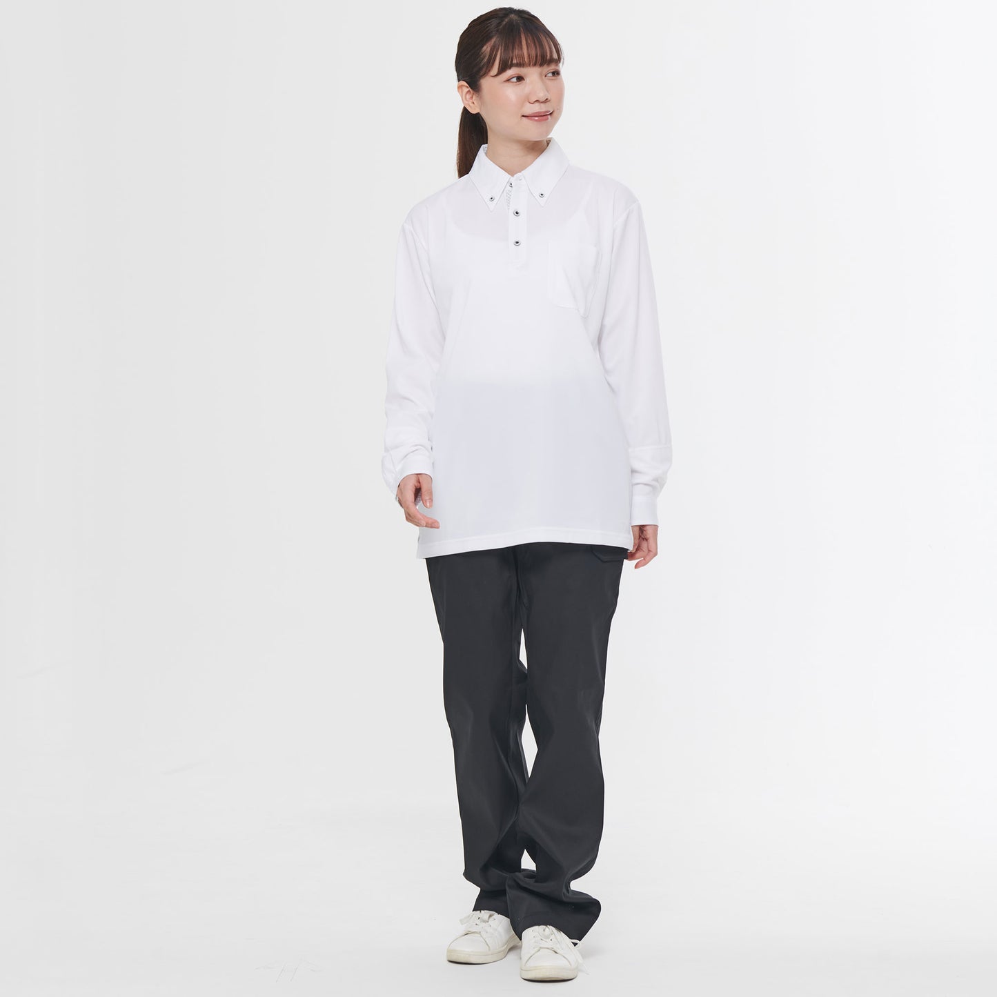 【汗ジミ防止長袖ポロシャツ】 サービス向けユニフォーム 汗をすばやく吸収し速乾、汗ジミを防ぐ爽やかポロシャツ Jack&Betty 【JB55171】