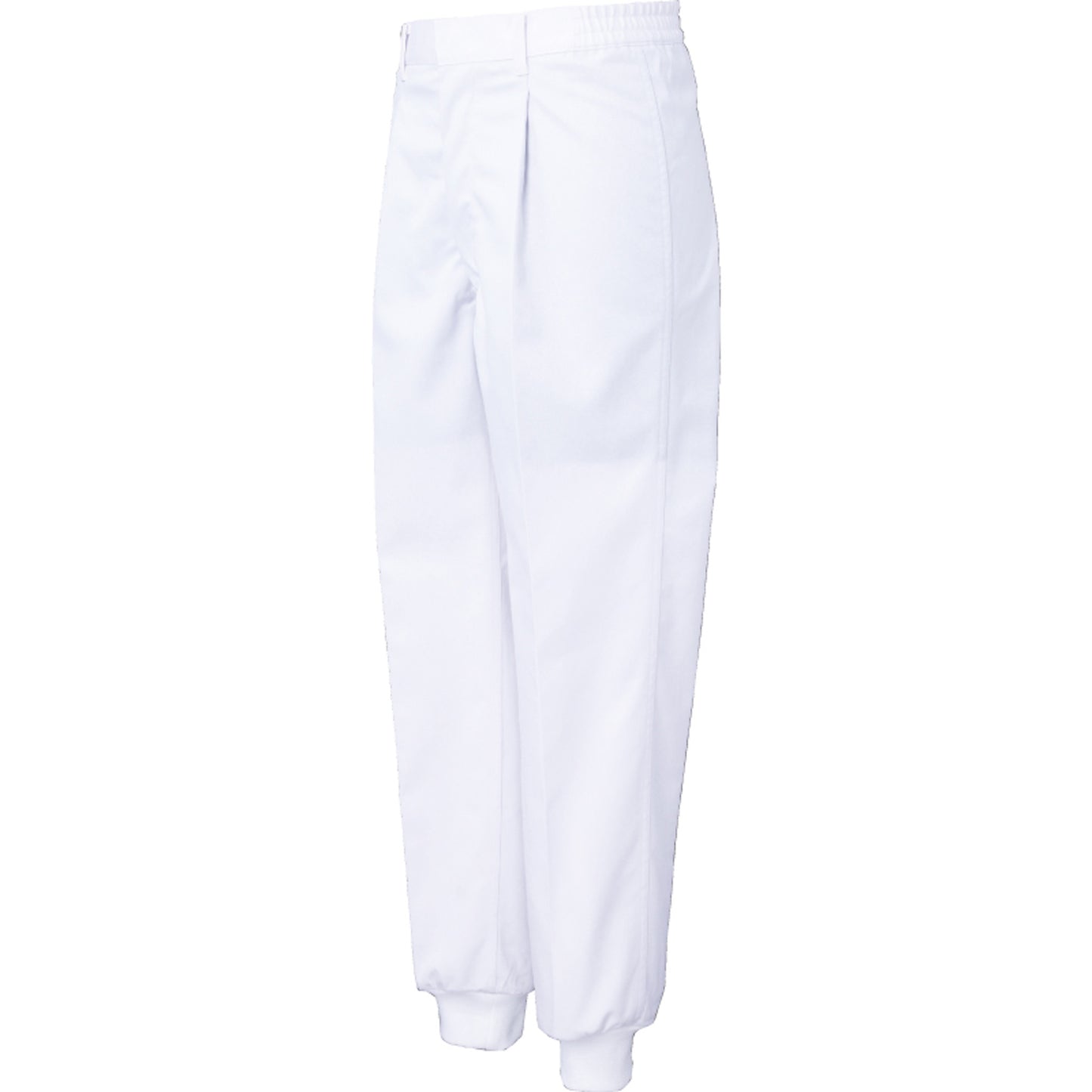 サンエス 食品工場用白衣 フードマイスター ウエストサイド ゴム仕様の衛生白衣 【女性用 横ゴム・裾口ジャージパンツ】 FX70958J