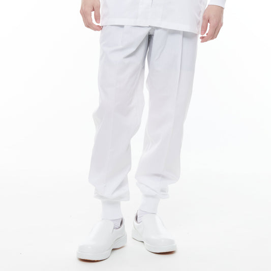 サンエス 食品工場用白衣 フードマイスター 裾口ゴム仕様 男性用白衣 【男性用 横ゴム・裾口ジャージパンツ】 FX70976J