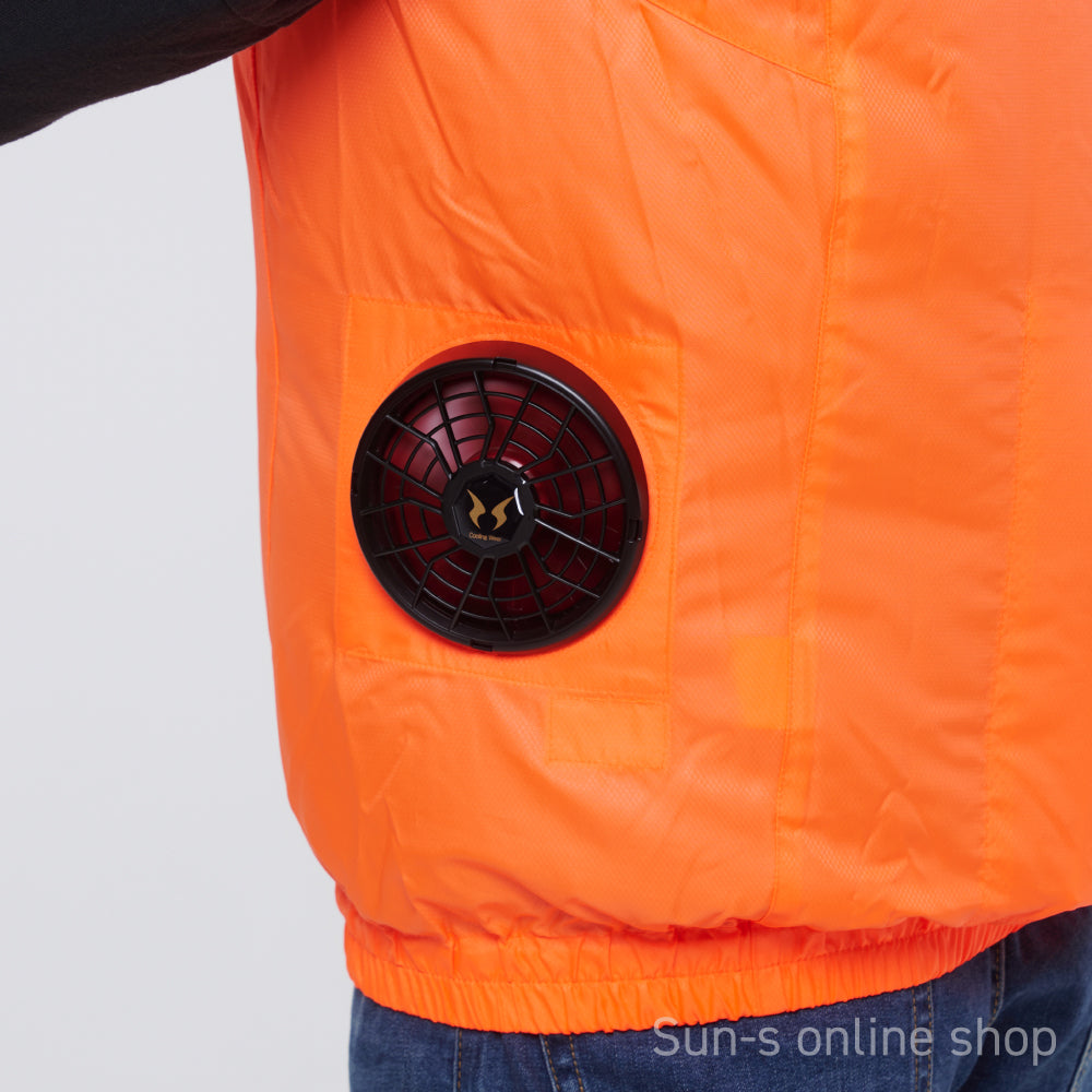 サンエス 空調風神服 背中に干渉しない脇ファン 【フード付きベスト】 KF92112