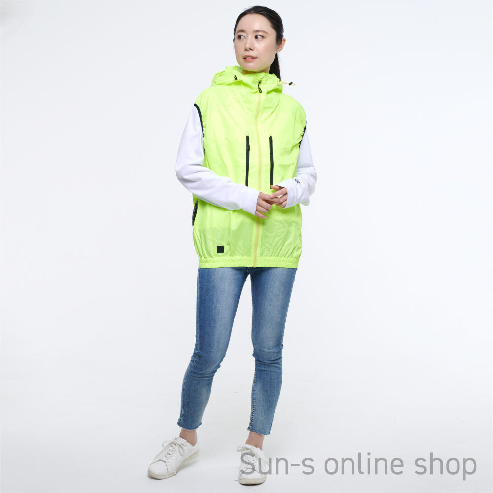 サンエス 空調風神服 背中に干渉しない脇ファン 【フード付きベスト】 KF92112