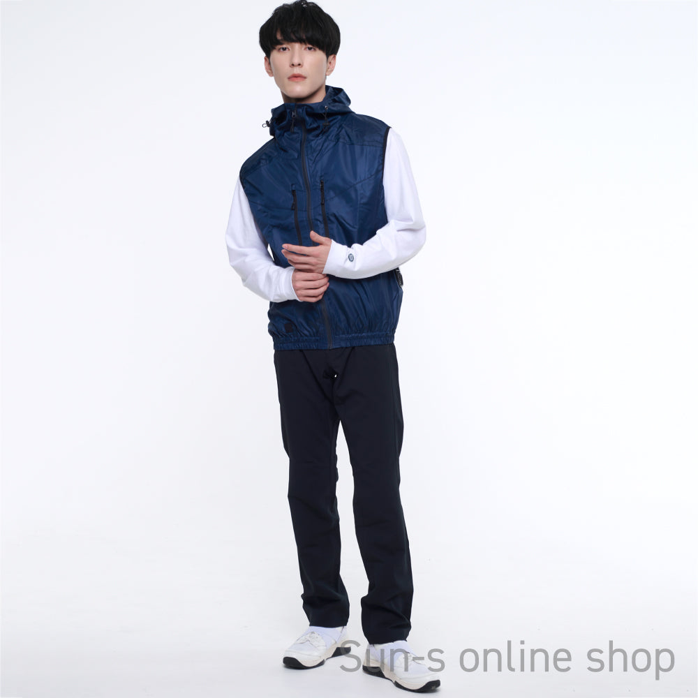 サンエス 空調風神服 背中に干渉しない脇ファン 【フード付きベスト】 KF92112