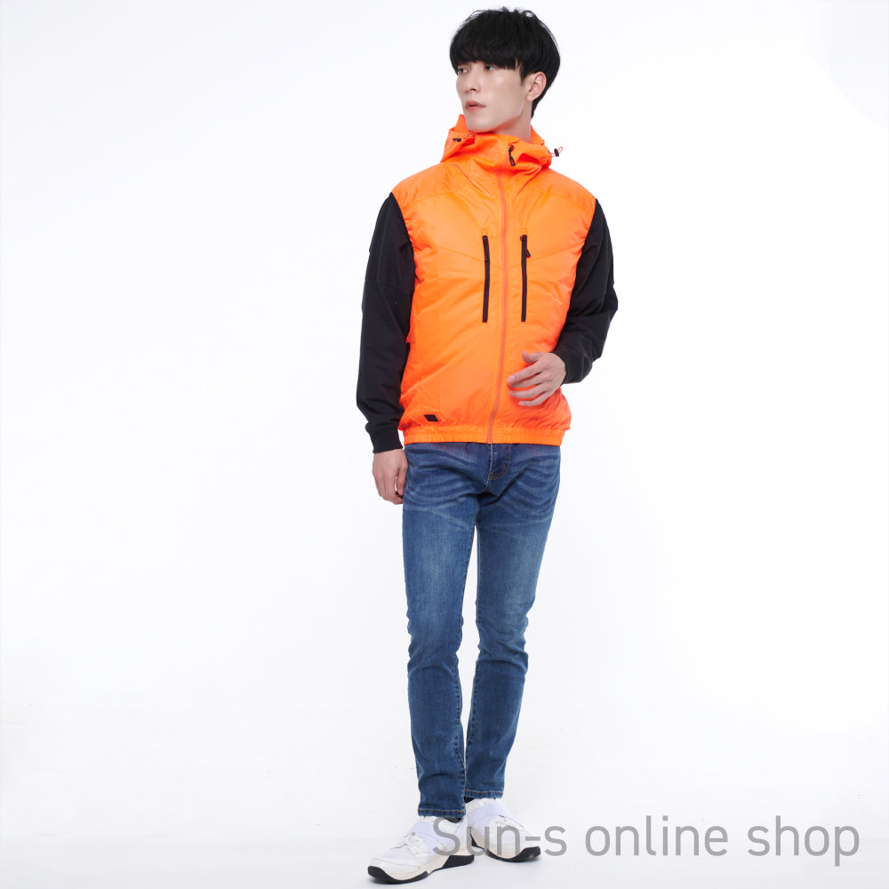 サンエス 空調風神服 背中に干渉しない脇ファン 【フード付きベスト】 KF92112