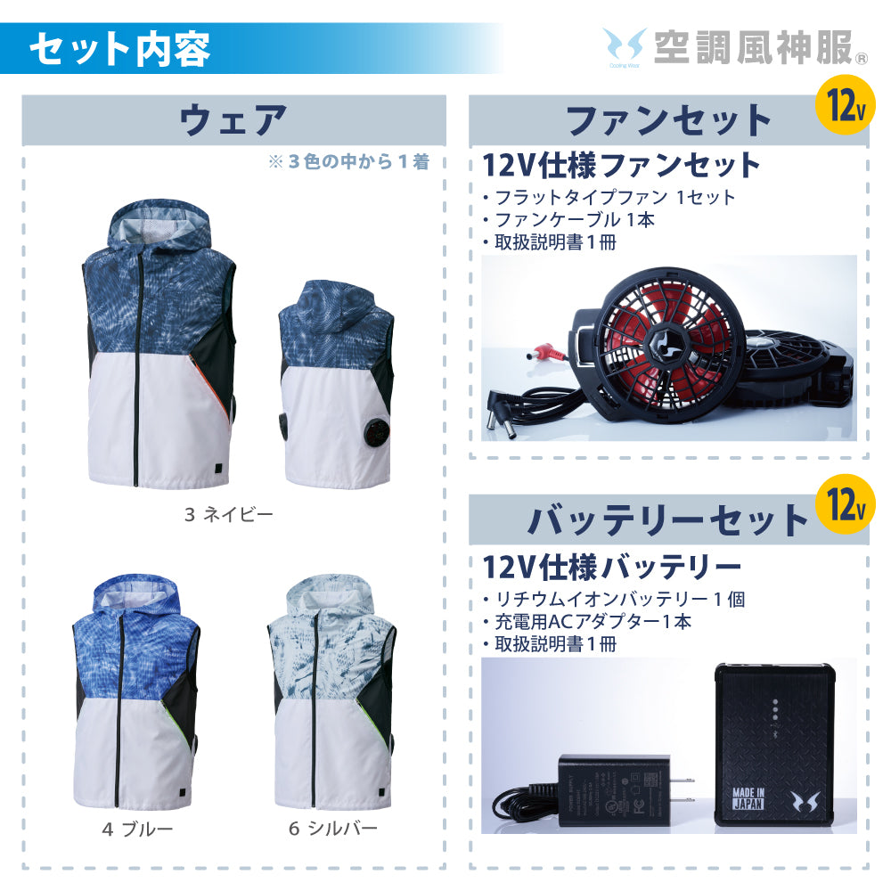 空調風神服® すぐ着られるセット KF92152 12Vデバイスセット