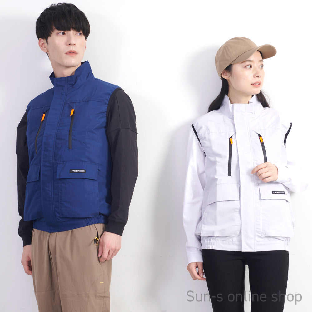ファン付きクールベスト＆空調服 ベスト】 空調風神服 クールでモダンなデザインのワークカジュアル