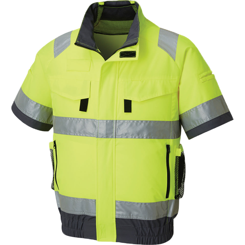 Hi-Vis 半袖ブルゾン】 空調風神服 高視認性安全服 フルハーネス対応